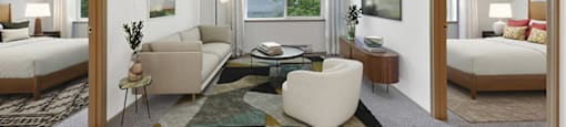 Living room at Lakewood Meadows Apartments in Lakewood, WA