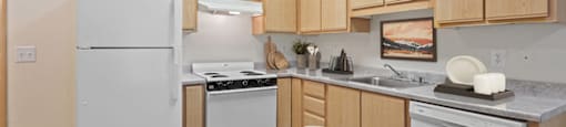 Digitally Staged Kitchen at Cedar Park Apartments in Seattle WA