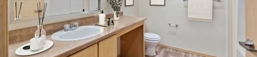 Digitally Staged Main Bathroom at Cedar Park Apartments in Seattle WA