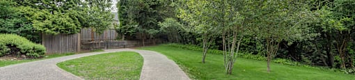 Green walk path at Meridian Court Apartments in Federal Way WA