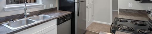 Kitchen counters at Falls Pointe at the Park Apartments in Durham NC