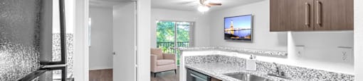 Kitchen with fridge at Cedar Grove Apartments in Miami FL