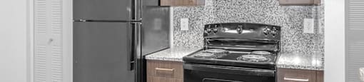 Kitchen cabinets at Cedar Grove Apartments in Miami Gardens FL