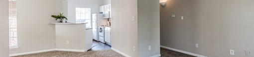 Kitchen and living room at Hollow Creek in Conroe TX