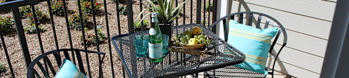 Model Patio at The Lodge at Morgan Hills Apartments in Morgan Hill CA