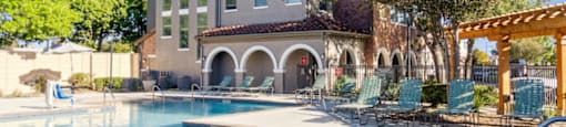 A large swimming pool at The Sorento Apartments in San Antonio TX