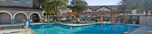 Swimming pool deck at The Sorento Apartments in San Antonio TX