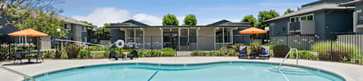 Pool Looking at Leasing Center Westchester Park Apartments in Tustin CA