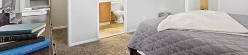 Primary bedroom with bathroom at Villages at Marley Station in Glen Burnie MD