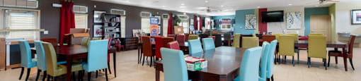 Social lounge chairs and tables at Parkway Ranch Rental Homes in Houston TX