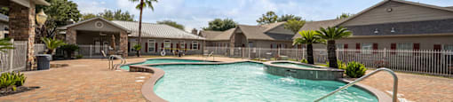 Pool with sundeck at Fountains at Tidwell and The Enclave in Houston TX