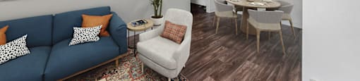 Living room and dining room at Ridgemoor Apartment Homes in Lakewood CO