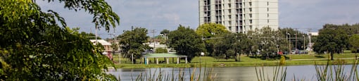 Episcopal Catholic Apartments in Winter Park, FL lake view from community