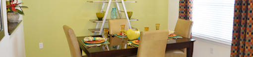 Separate dining room; table and four chairs