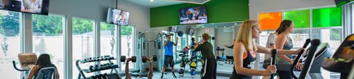 Fitness center at Abbott Pointe Apartments in East Lansing, MI near Michigan State University