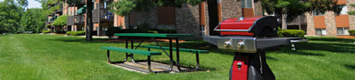 Grill area  at Abbott Pointe Apartments in East Lansing, MI near Michigan State University