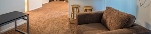 Spacious Kitchen and Living room in East Lansing Apartments near Michigan State University | Woodmere