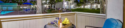 Patio at The Village at South Coast Apartment Homes in Costa Mesa, California.
