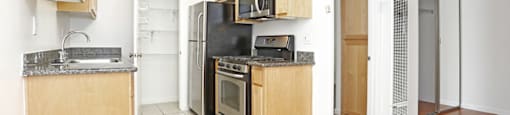 Kitchen with appliances at PARKSIDE BRENTWOOD, California