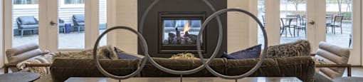 Posh Lounge Area With Fireplace In Clubhouse at Edgewater Apartments Boise, Idaho