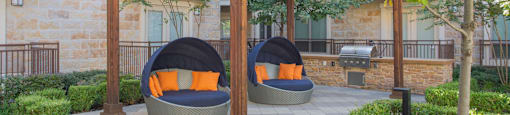 Photo of outdoor seating under overhang