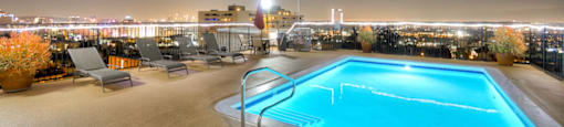Night View Of Pool at Hillside View, Los Angeles, California