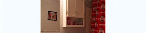 Bathroom area with lights at Trenton Place Apartments, Willoughby, Ohio