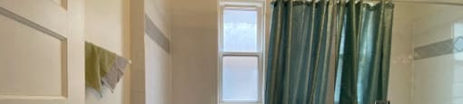 Bright bathroom space with windows