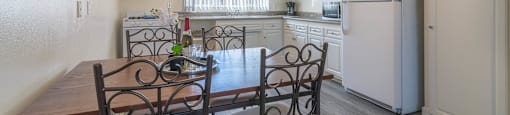 view of dining room and kitchen at Serrano Apartments, West Covina, CA, 91790