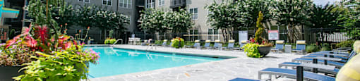 Poolside Relaxing Area at Glenwood Park Lofts, Atlanta, GA, 30316