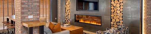 Lounge Area With Fireplace at One Harrison, Harrison, 07029