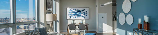 Spacious Living Room at The Elle Apartments, Chicago, Illinois