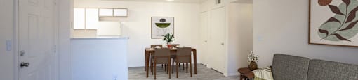 Living Room and Dining Area 2 Bedroom Floorplan at Aspen Ridge Apartments in Albuquerque New Mexico