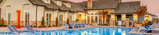 pool at dusk at Creekside at Providence, Tennessee, 37122