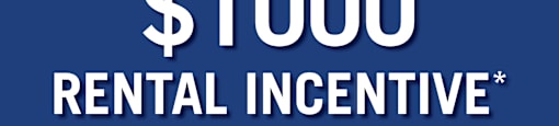 A blue advertisement for a $1000 rental incentive from Realstar.