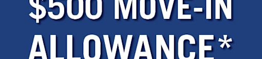 A blue advertisement for a $500 move-in allowance from Realstar.