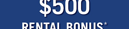 A blue advertisement for a $500 rental bonus from Realstar.