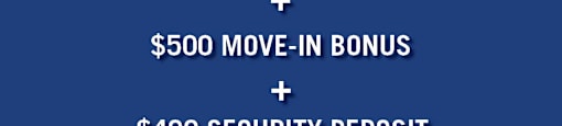 A promotional image for realstar offering a one month free rent, $500 move-in bonus, and $499 security deposit.