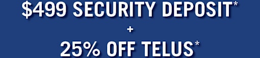A promotional image for Realstar offers one month free rent, a $499 security deposit, and 25% off Telus.