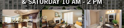 An advertisement for an open house event with a $1000 rental bonus or one-month free rent on select suites.
