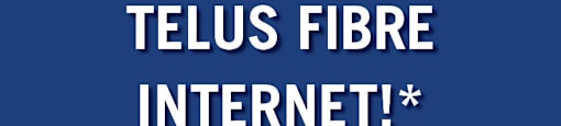An advertisement for a year of free Telus Fibre Internet from Realstar.