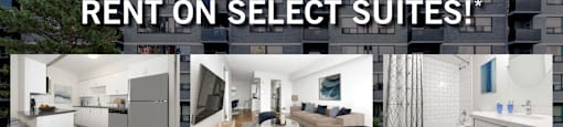 A promotional image for a limited time offer of free rent for select suites.