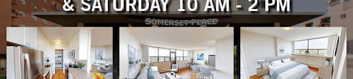 An advertisement for an open house event at Somerset Place, offering free rent for two months on select suites.