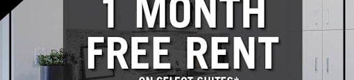 A promotional image for a 1 month free rent offer on select suites by realstar.