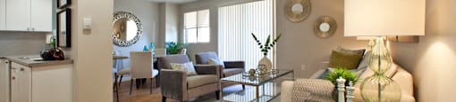 Trillium Apartments open concept living room and dining room area In Cobourg, ON