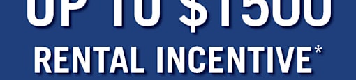 A blue advertisement for a limited time rental incentive of up to $1500 from Realstar.