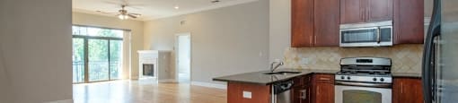 Open layout with sightlines to the living area from the kitchen - 2 Bedroom