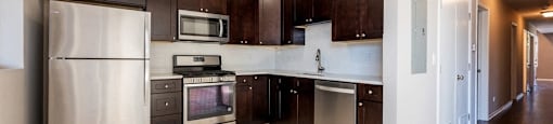 Kitchen with stainless steel appliances