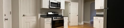 Kitchen with stainless steel appliances