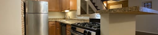 Kitchen with stainless steel appliances